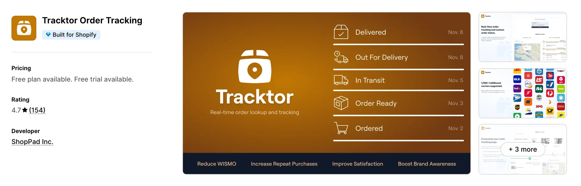 Tracktor Order Tracking on the Shopify App Store