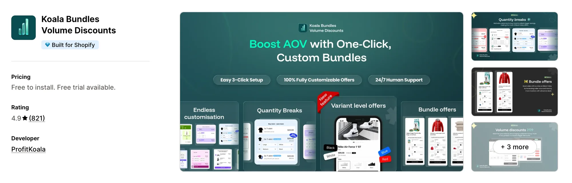 Koala Bundles Volume Discounts on the Shopify App Store