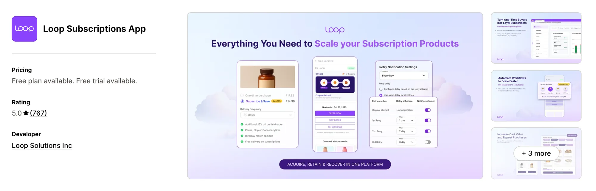 Loop Subscriptions App on the Shopify App Store