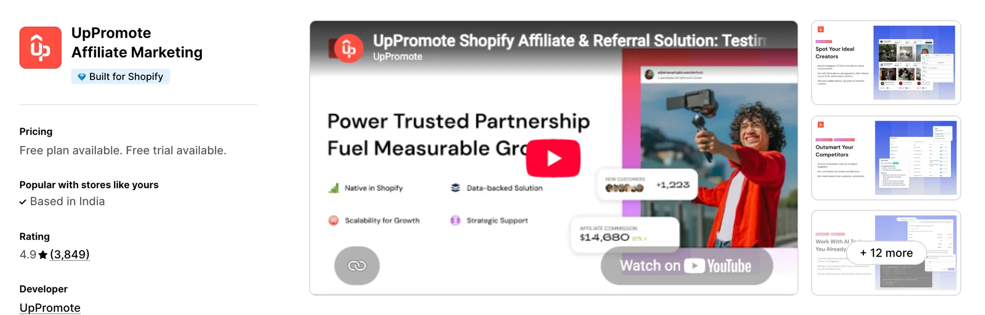 UpPromote Affiliate Marketing on the Shopify App Store