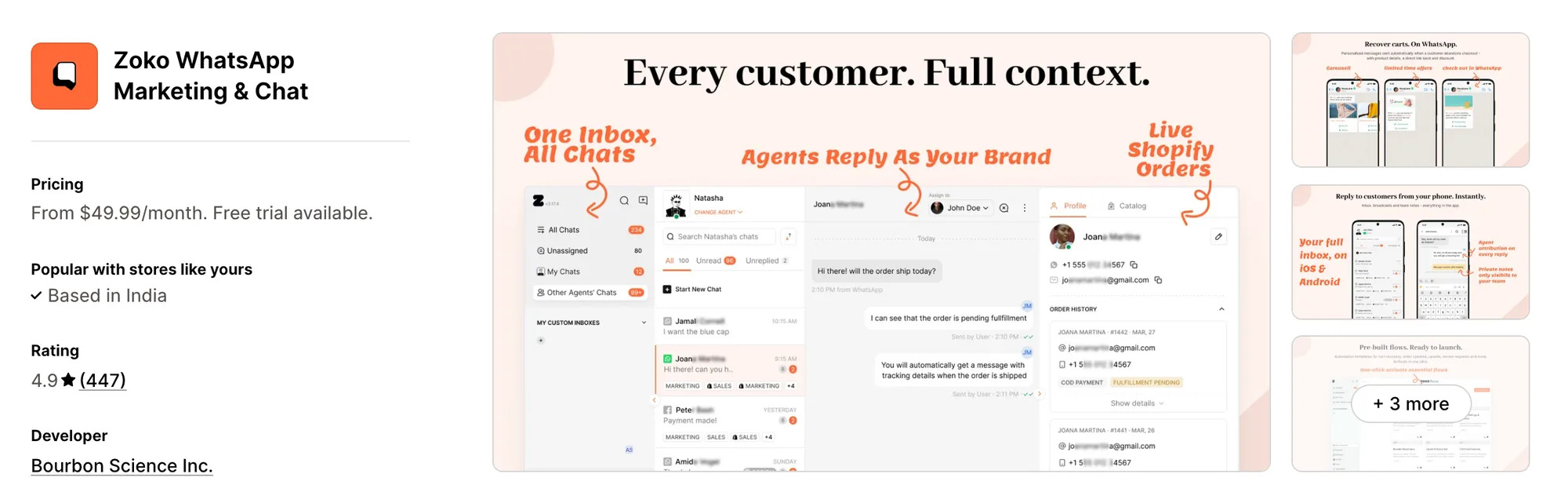 Zoko WhatsApp Marketing & Chat on the Shopify App Store