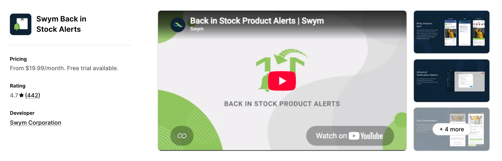 Swym Back in Stock Alerts on the Shopify App Store