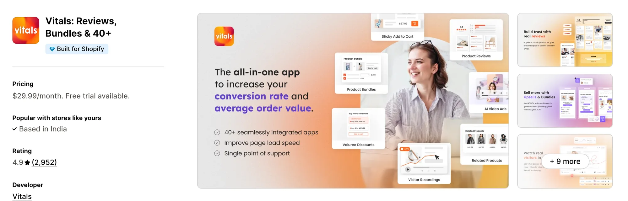 Vitals on the Shopify App Store