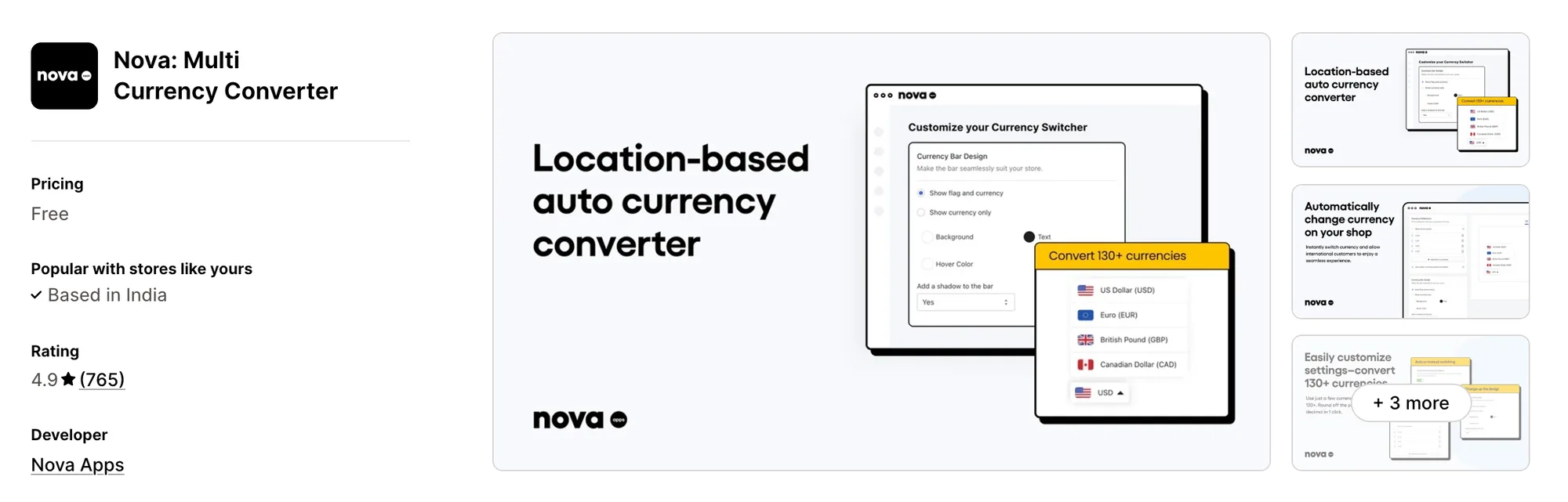 Nova: Multi Currency Converter on the Shopify App Store