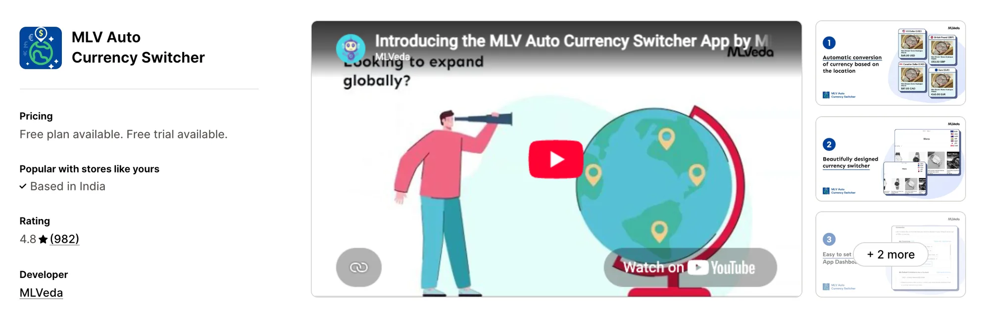 MLV Auto Currency Switcher on the Shopify App Store