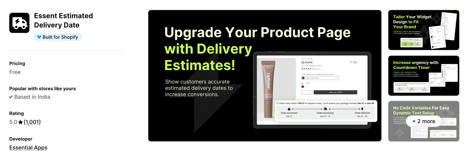 Essent Estimated Delivery Date on the Shopify App Store