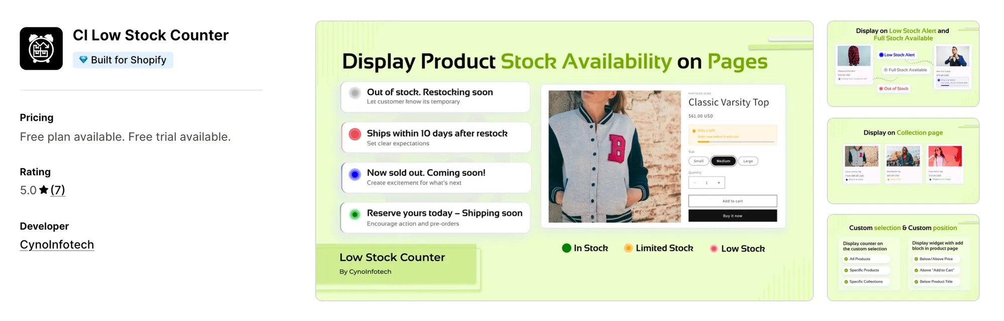 CI Low Stock Counter on the Shopify App Store