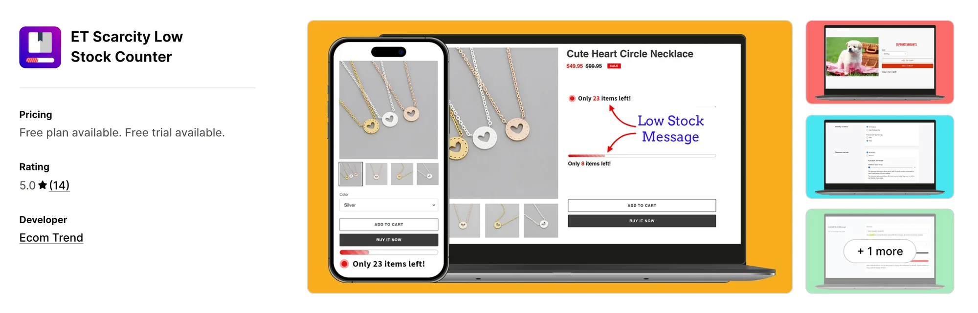 ET Scarcity Low Stock Counter on the Shopify App Store
