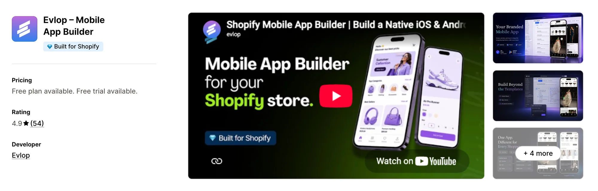 Evlop – Mobile App Builder on the Shopify App Store