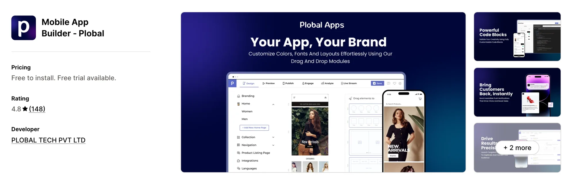 Mobile App Builder ‑ Plobal on the Shopify App Store