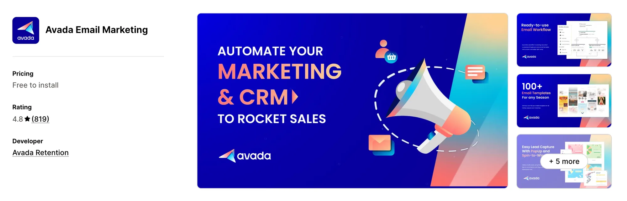 Avada Email Marketing on the Shopify App Store