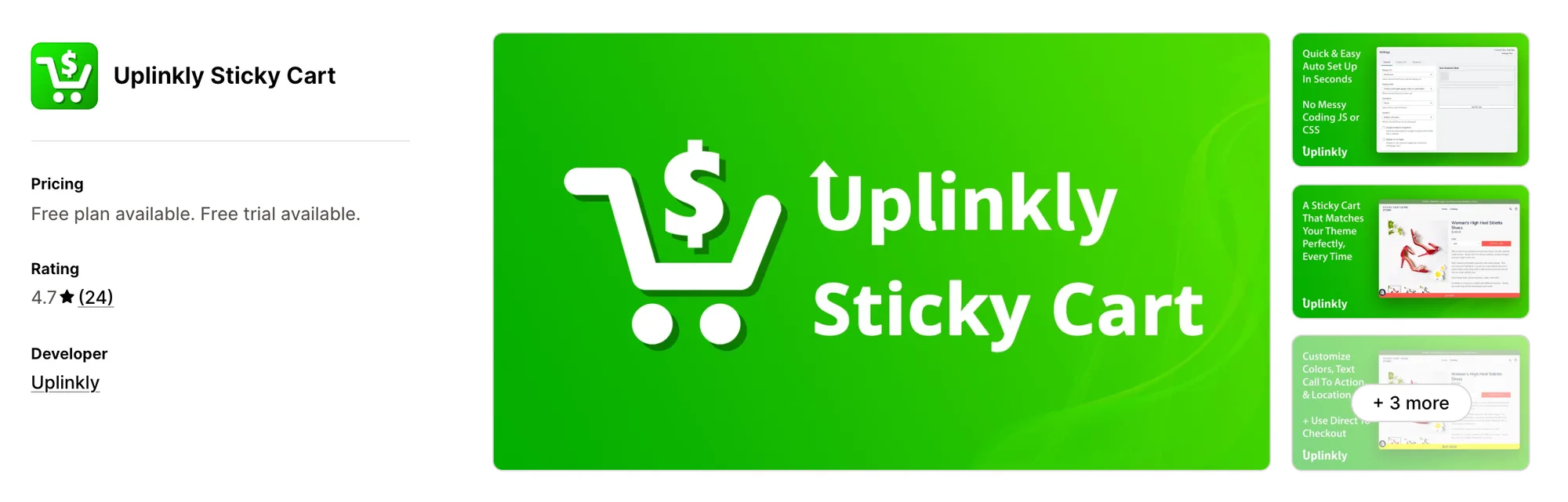 Uplinkly Sticky Cart on the Shopify App Store