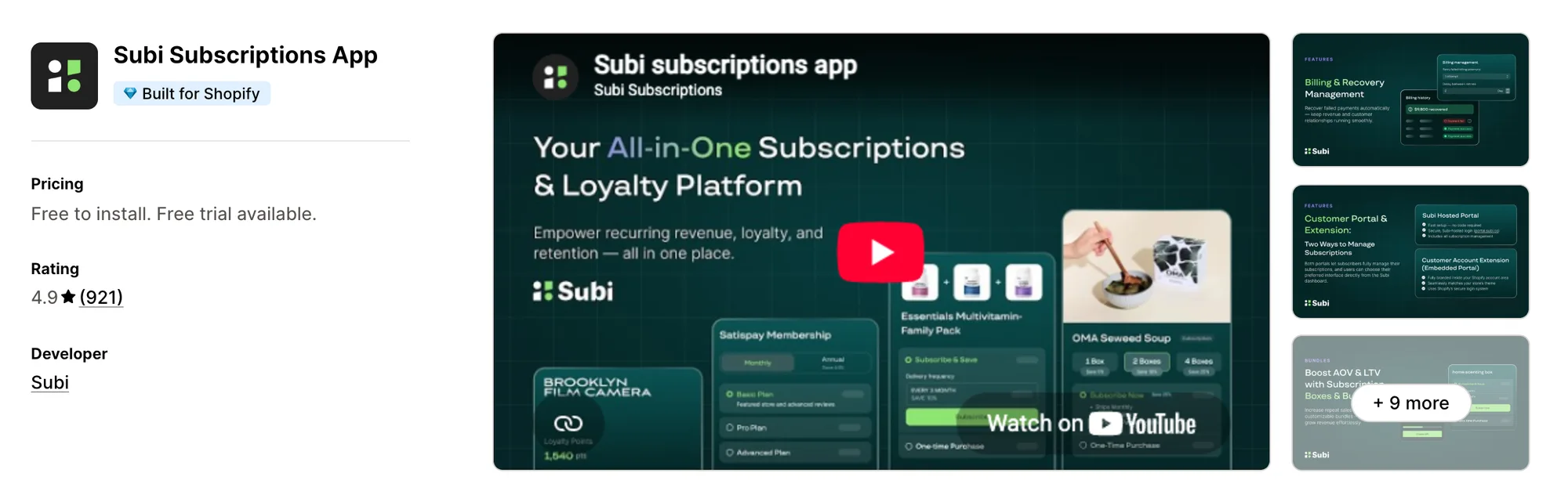 Subi Subscriptions App on the Shopify App Store