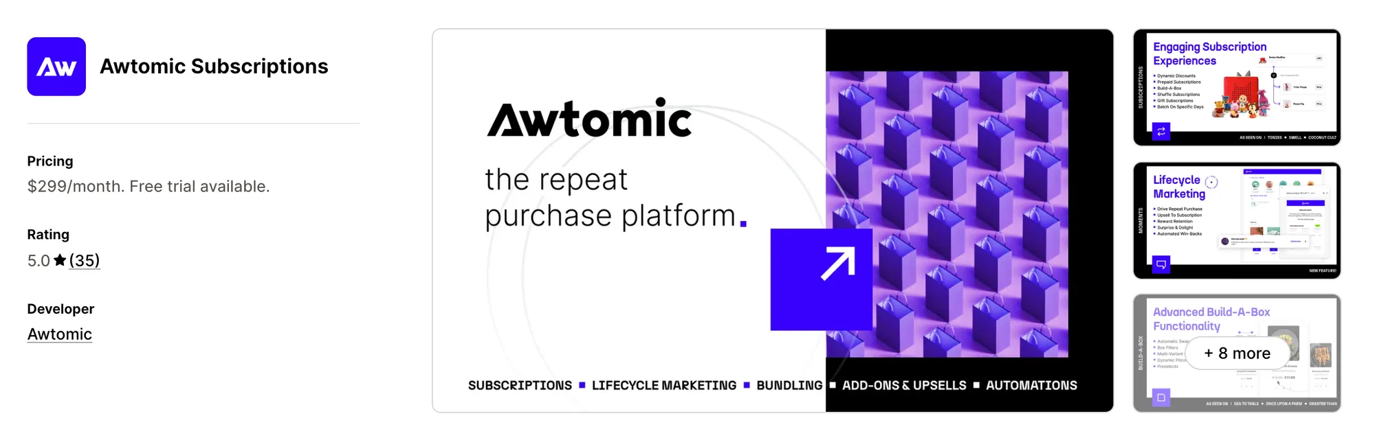 Awtomic Subscriptions on the Shopify App Store