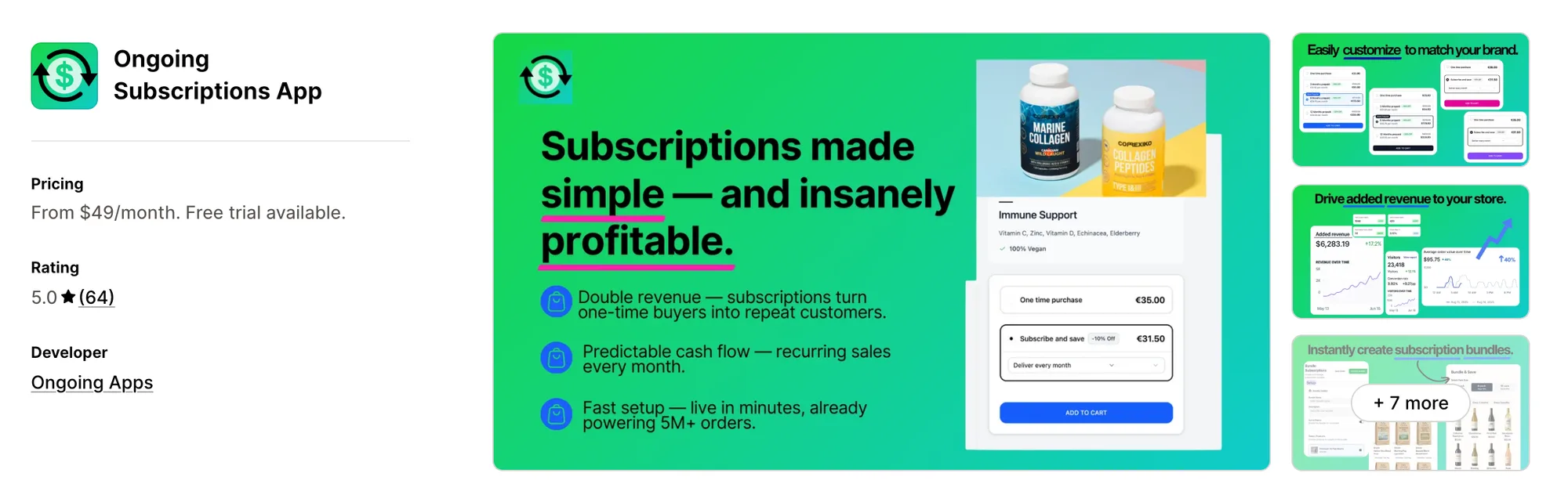 Ongoing Subscriptions App on the Shopify App Store