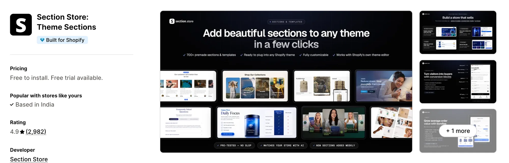 Section Store: Theme Sections on the Shopify App Store