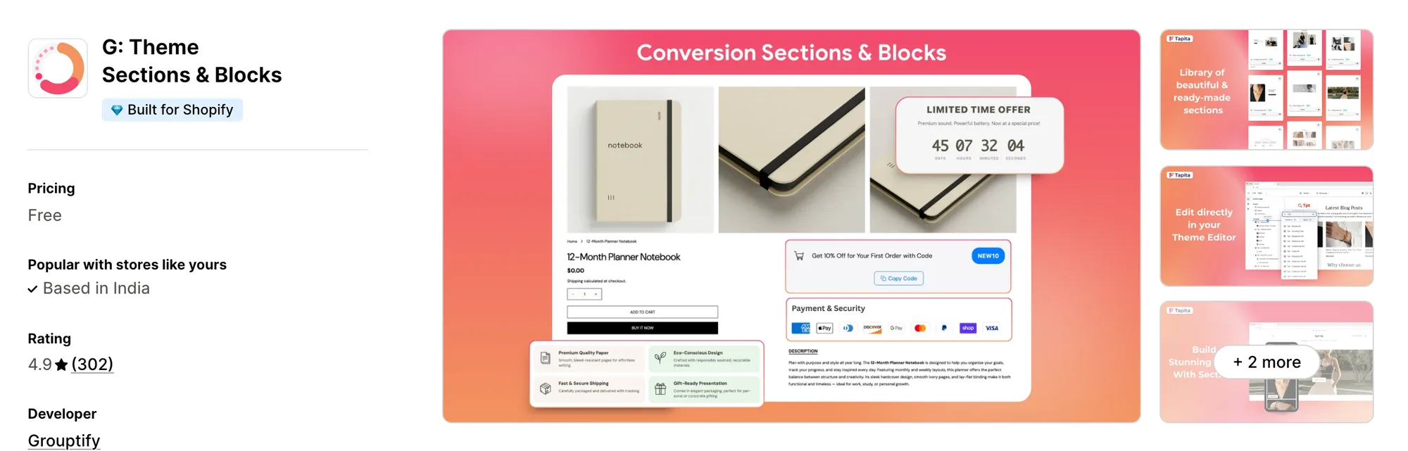 G: Theme Sections & Blocks on the Shopify App Store