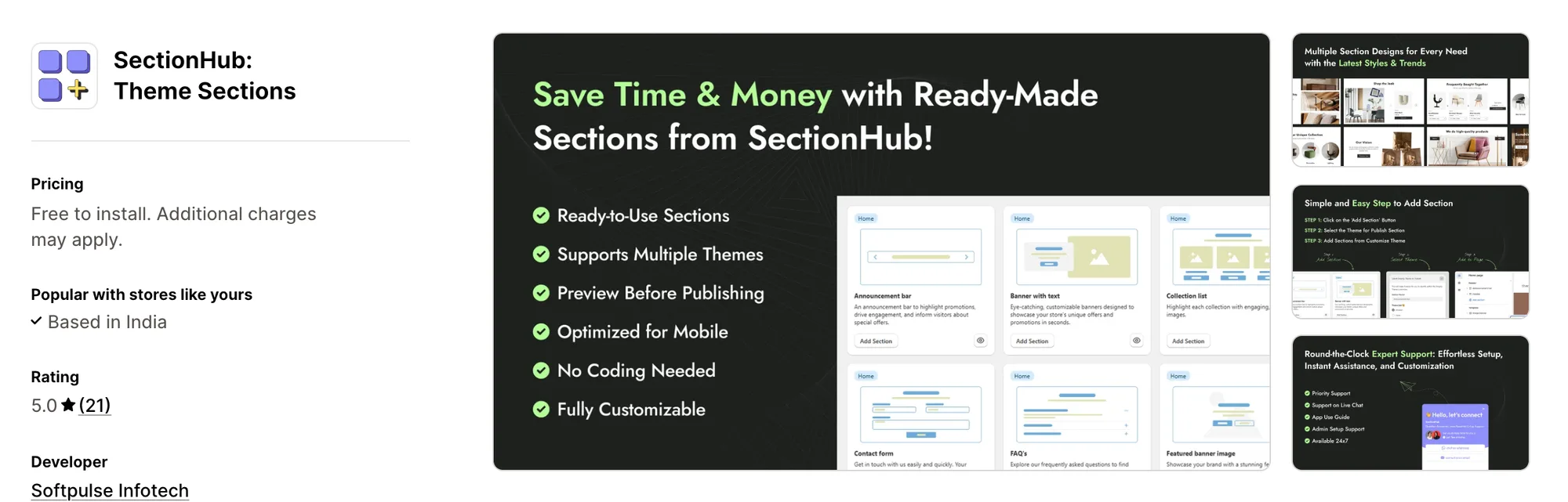 SectionHub: Theme Sections on the Shopify App Store