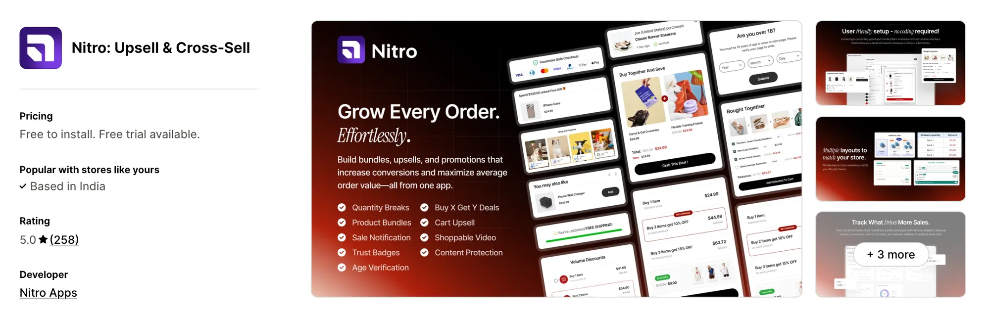 Nitro: Upsell & Cross‑Sell on the Shopify App Store