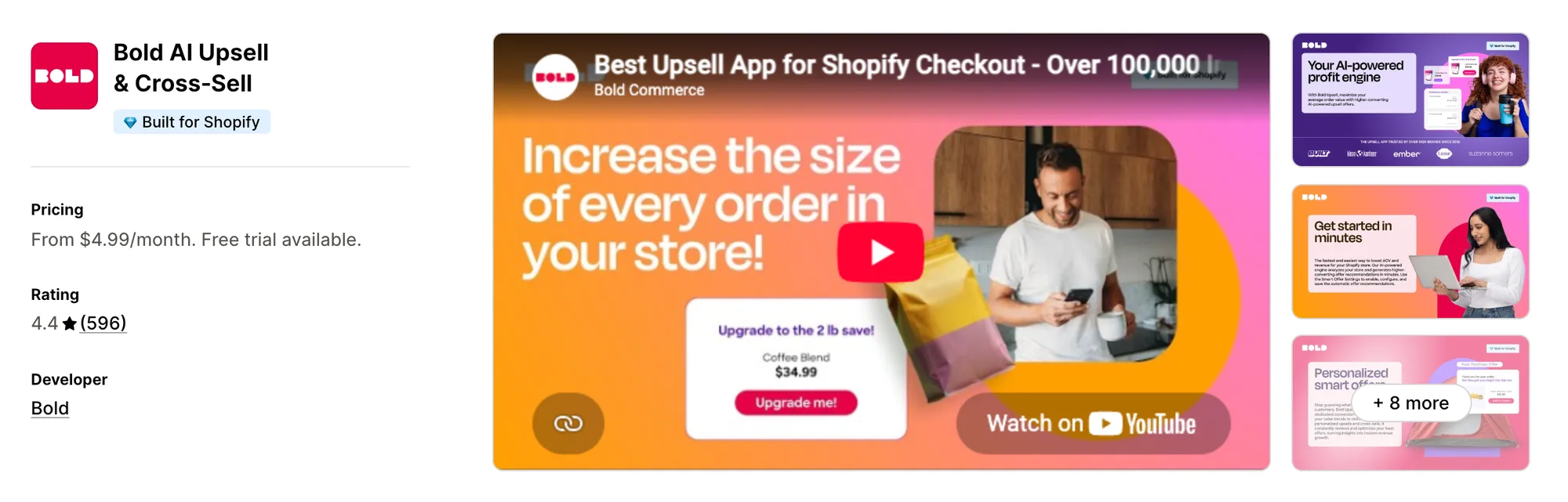 Bold AI Upsell & Cross‑Sell on the Shopify App Store