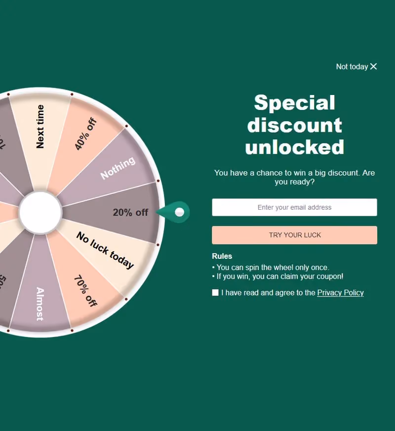eCommerce user experience best practices - wheel of fortune