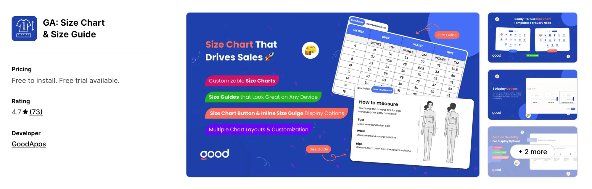 GA: Size Chart & Size Guide on the Shopify App Store