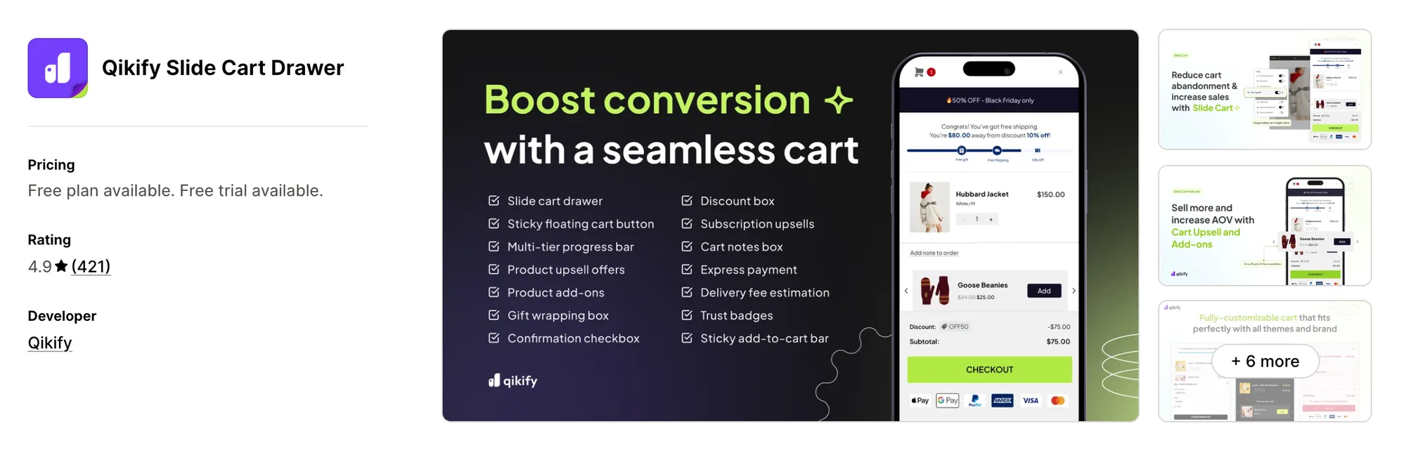Qikify Slide Cart Drawer on the Shopify App Store