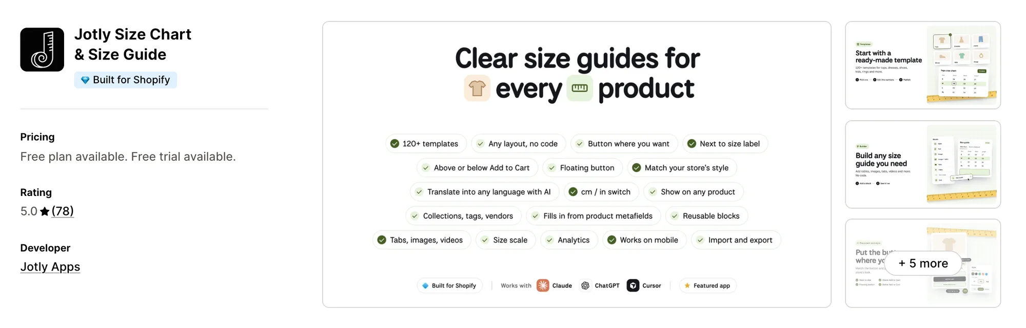 Jotly Size Chart & Size Guide on the Shopify App Store