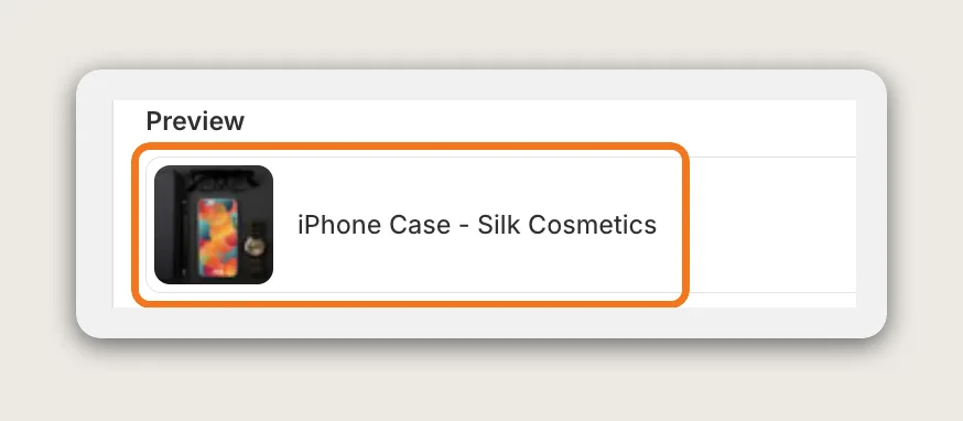 SEO ALT Tags Preview row highlighted, showing the alt text "iPhone Case - Silk Cosmetics" for a sample product