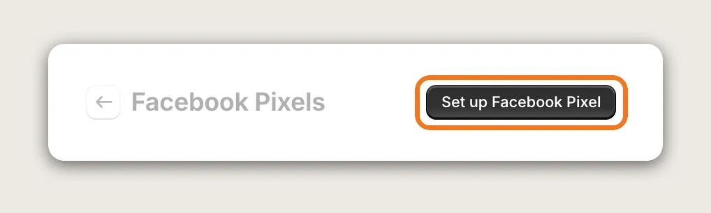 Facebook Pixels page with the Set up Facebook Pixel button highlighted