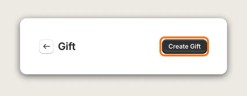 Vitals Gift page with the Create Gift button highlighted