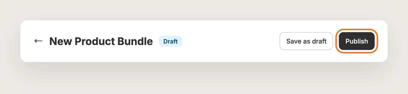 Vitals bundle editor with the Publish button highlighted next to Save as draft
