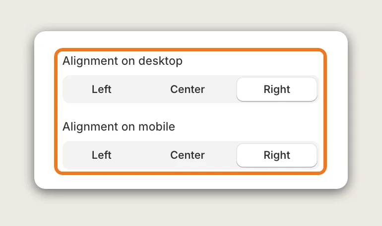 Vitals Scroll to Top Button Settings card with Alignment on desktop and Alignment on mobile highlighted, both set to Right