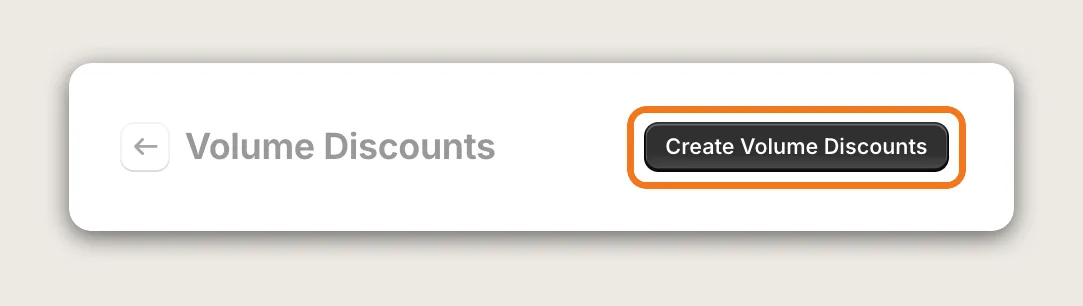 Vitals Volume Discounts app page with the Create Volume Discounts button highlighted