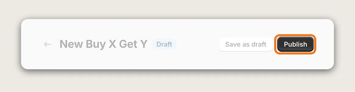 Vitals offer editor header with the Publish button highlighted next to Save as draft