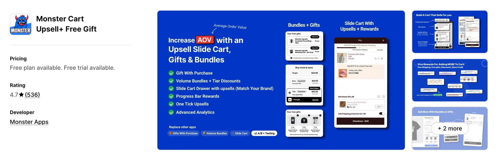 Monster Cart Upsell+ Free Gift on the Shopify App Store