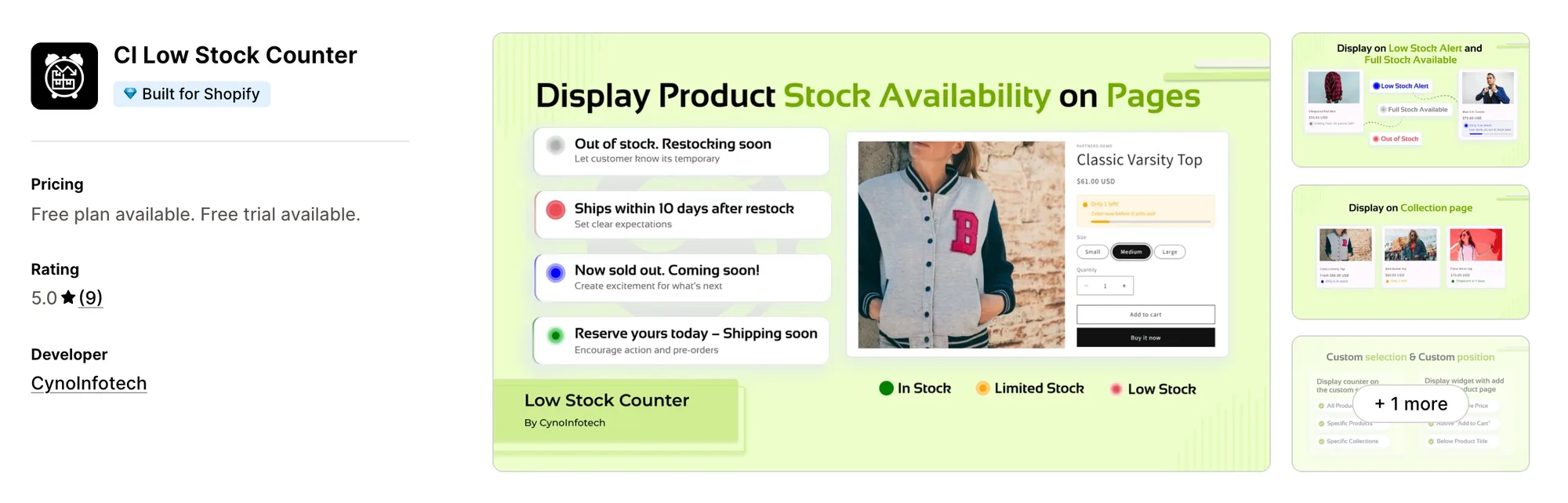 CI Low Stock Counter on the Shopify App Store