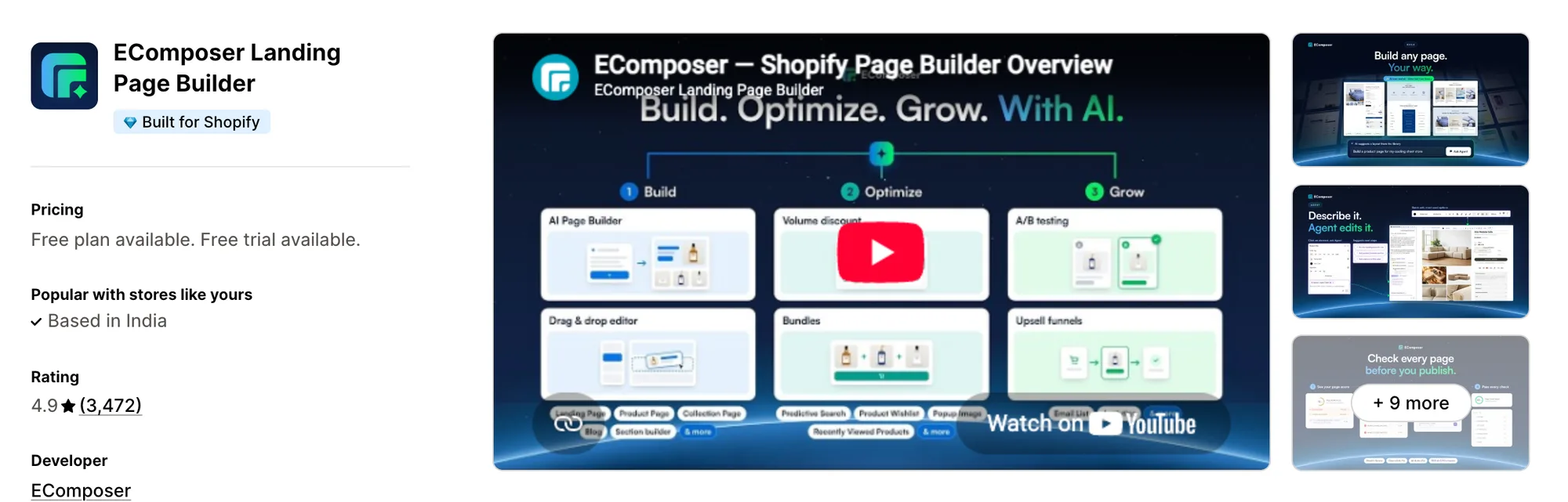 EComposer Landing Page Builder on the Shopify App Store