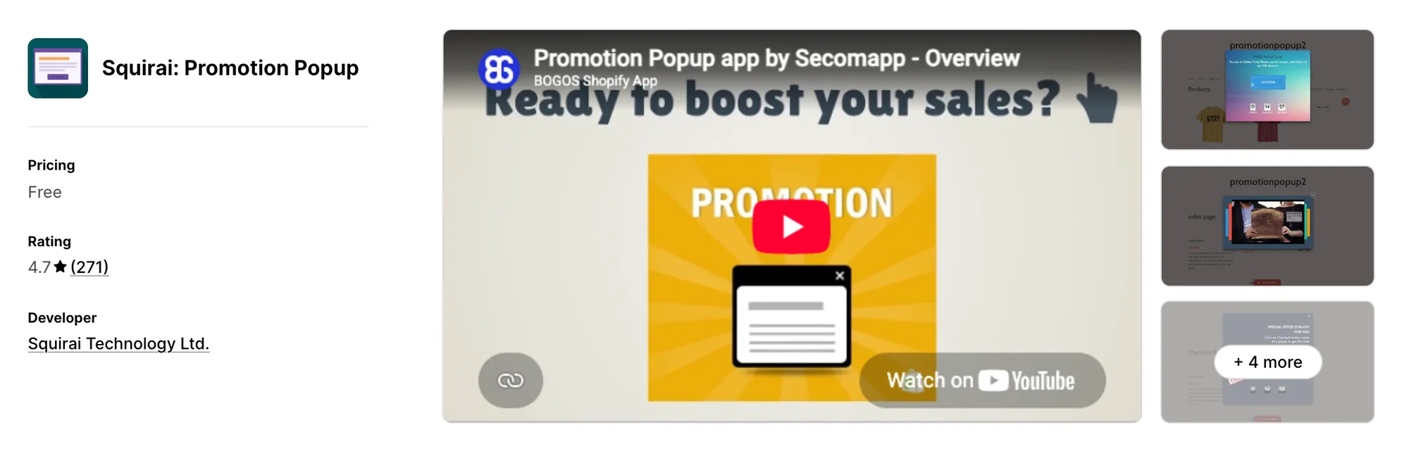 Squirai: Promotion Popup on the Shopify App Store