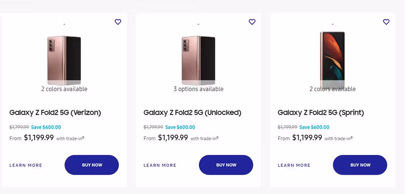 samsung galaxy z fold product bundling example