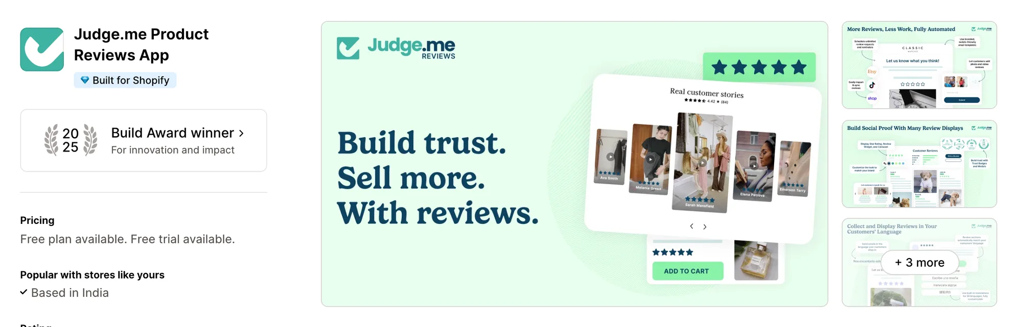 Judge.me Product Reviews App on the Shopify App Store