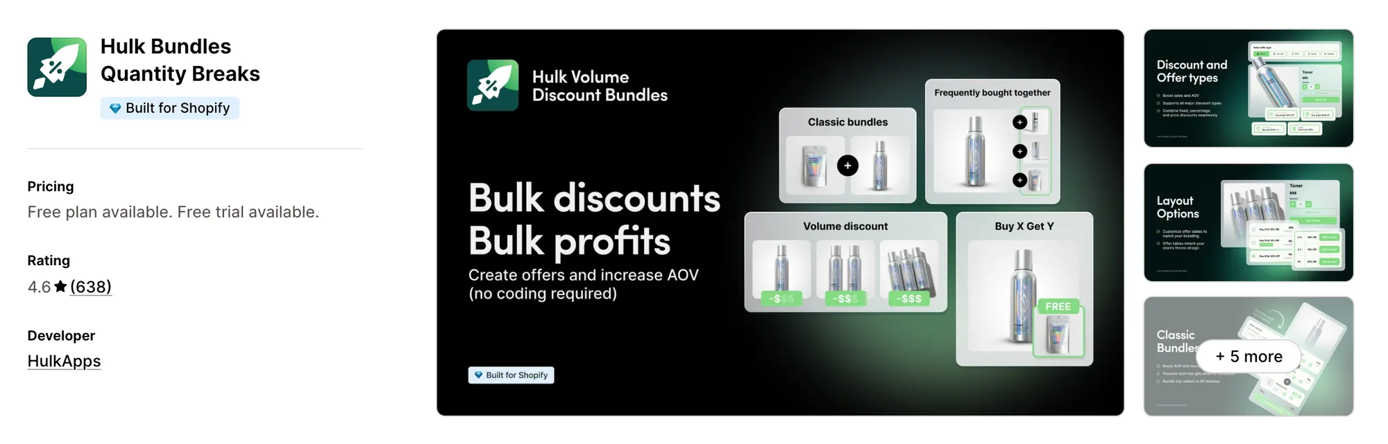 Hulk Bundles Quantity Breaks on the Shopify App Store