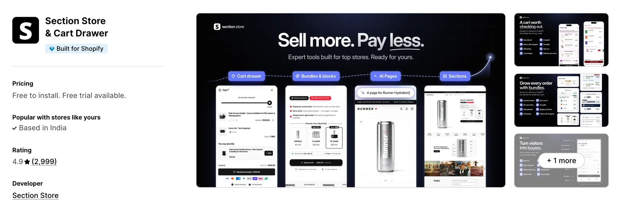 Section Store & Cart Drawer on the Shopify App Store
