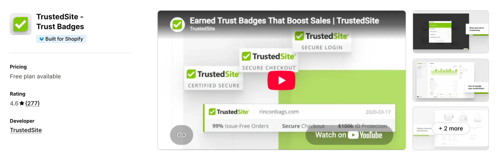 TrustedSite ‑ Trust Badges on the Shopify App Store
