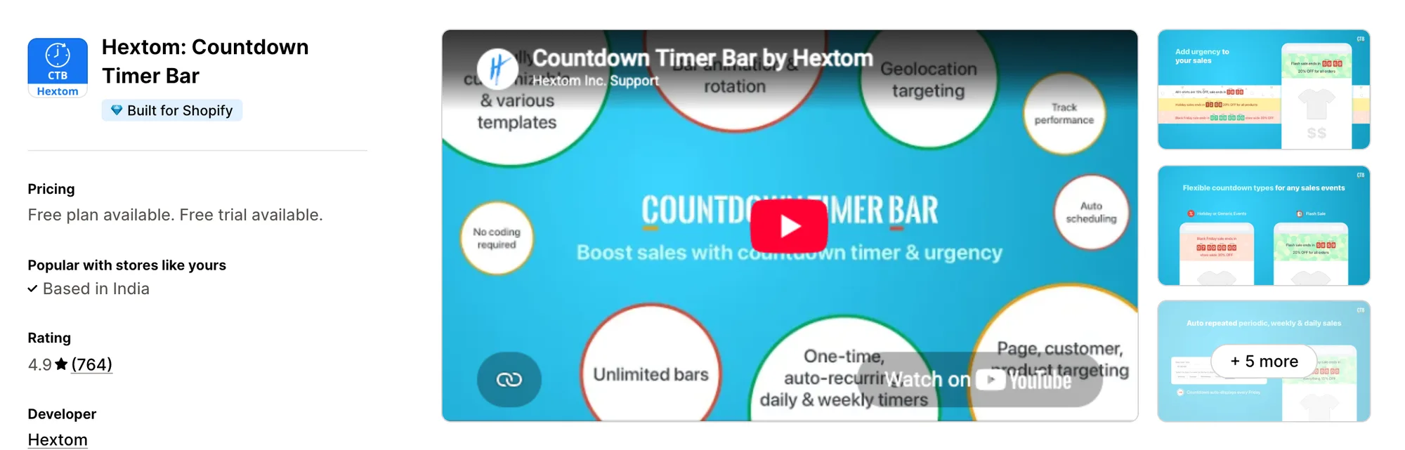 Hextom: Countdown Timer Bar on the Shopify App Store