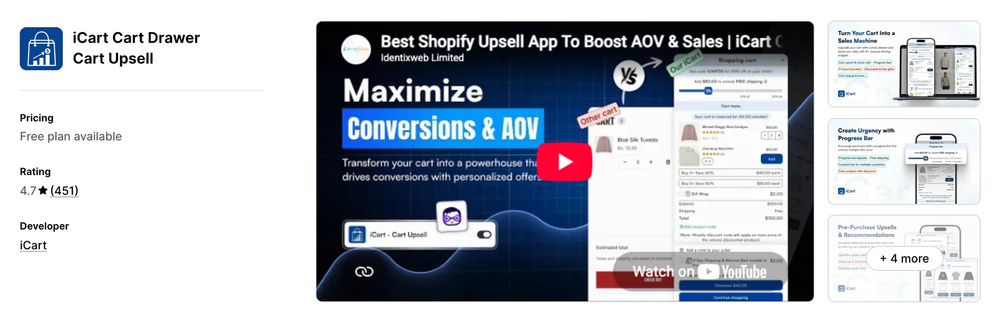 iCart Cart Drawer Cart Upsell on the Shopify App Store