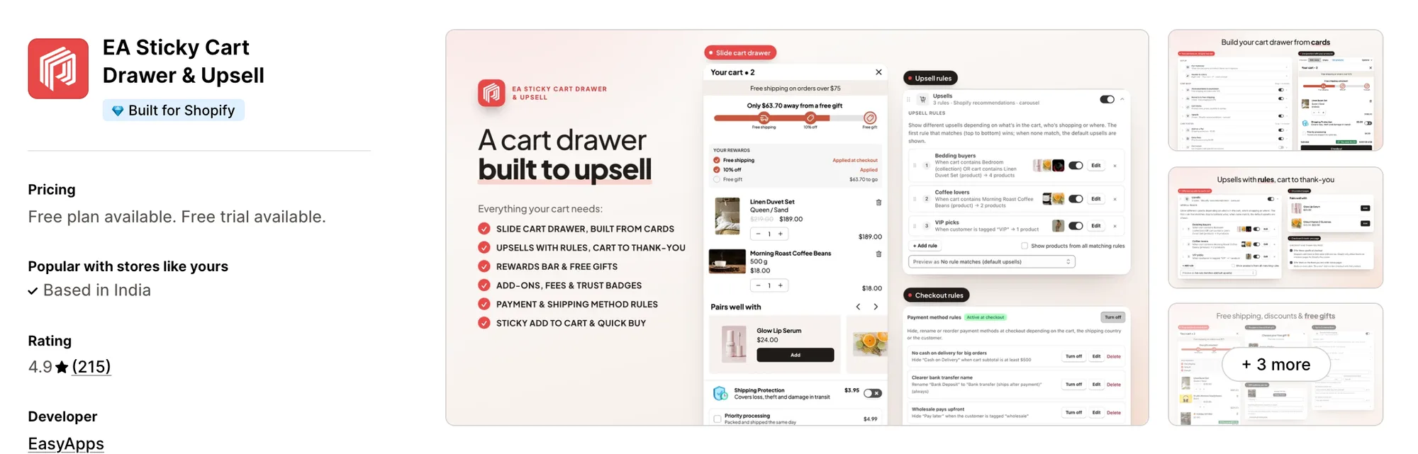 EA Sticky Cart Drawer & Upsell on the Shopify App Store