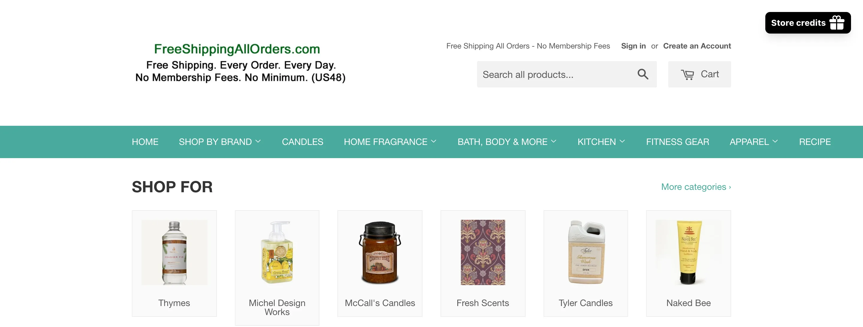 The freeshippingallorders.com homepage