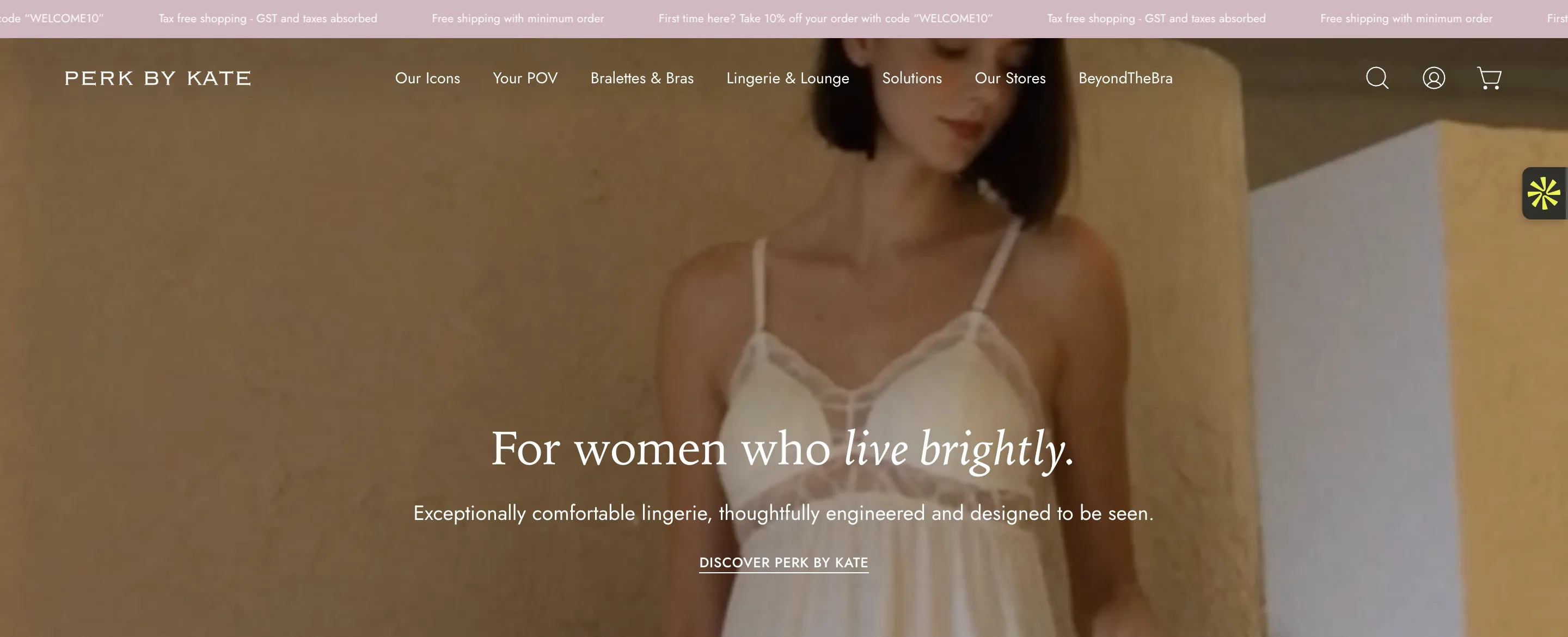 The perkbykate.com homepage